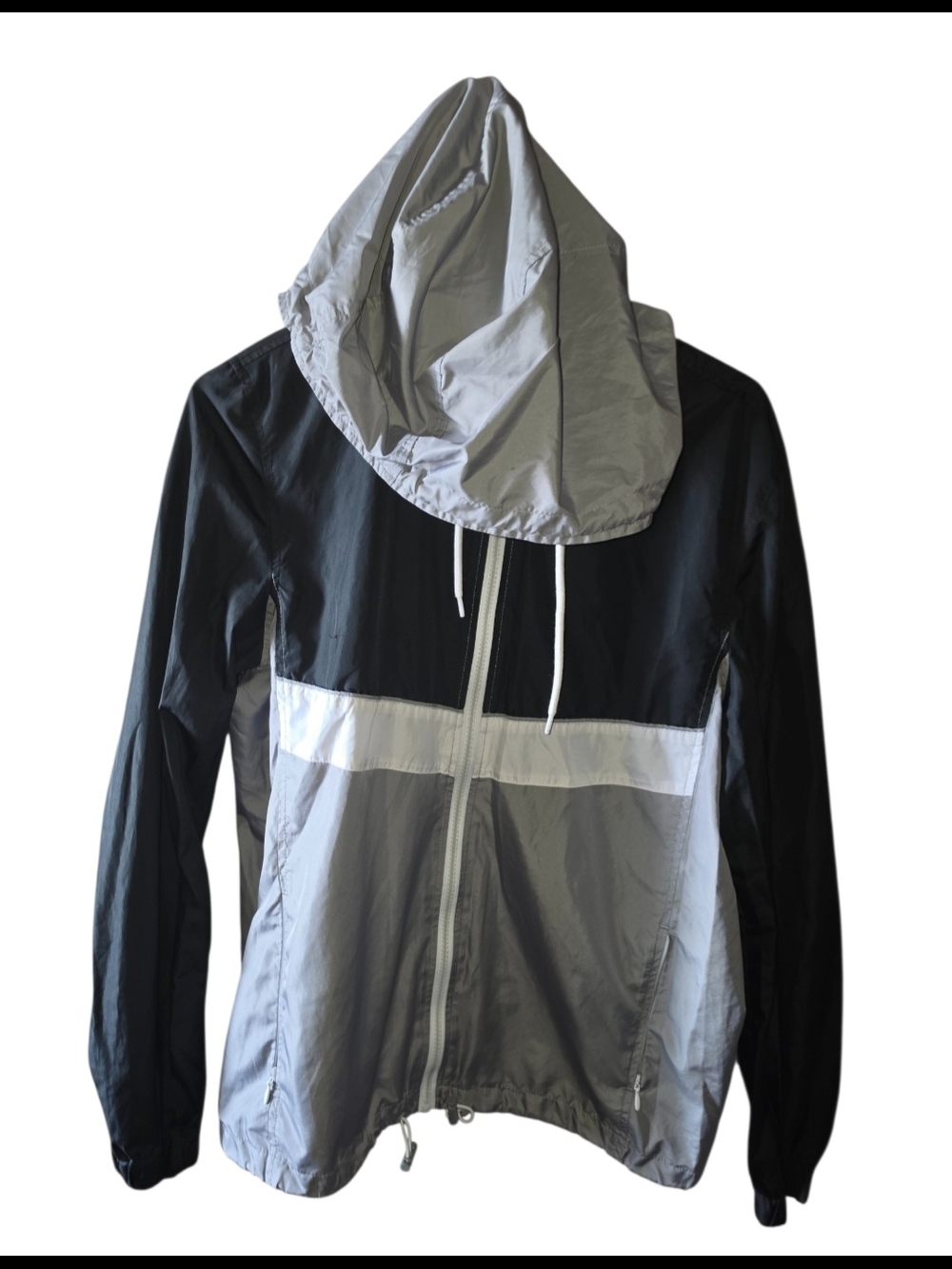 4/8/206. Zine Clothing Womens Black & Gray Hooded Windbreaker